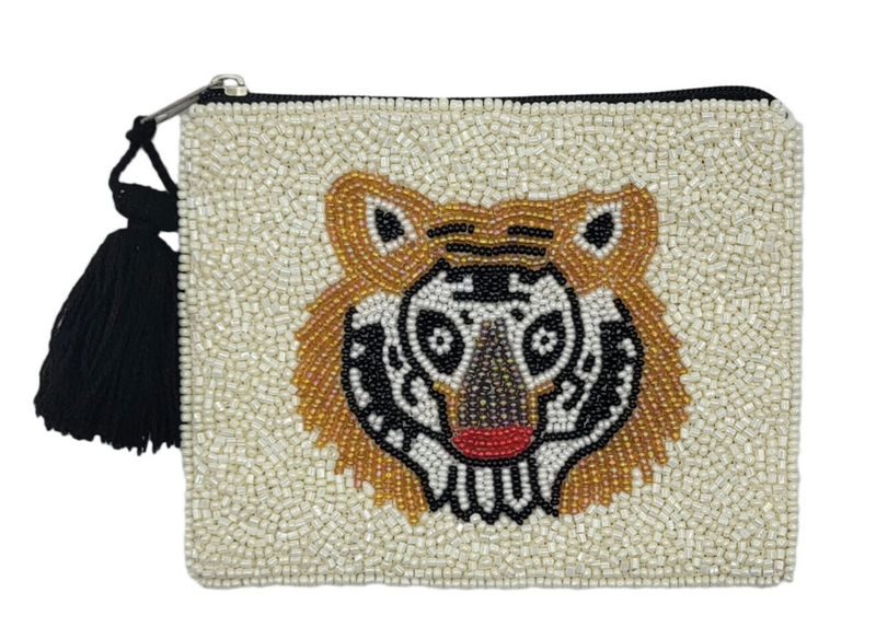 Lion Beaded Coin Pouch