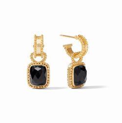 Marbella Hoop & Charm Earring Gold Obsidian Black