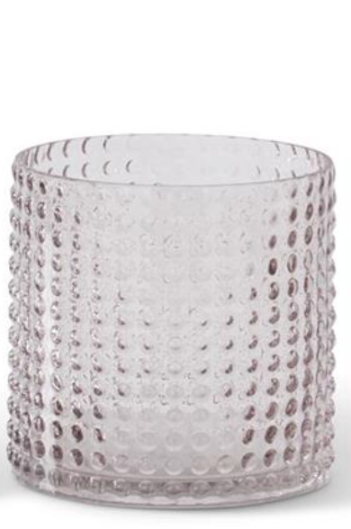 6.25 Inch Transparent Pink Raised Dot Glass Vase