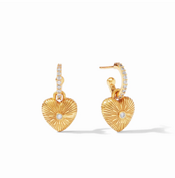 Esme Heart Hoop & Charm Earring Gold Cubic Zirconia