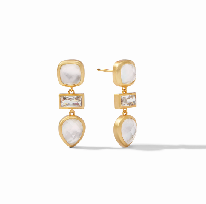 Antonia Tier Earring Gold Iridescent Clear Crystal