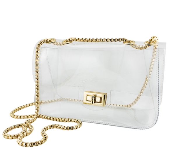 Convertible Crossbody Clear with Gold Hardware