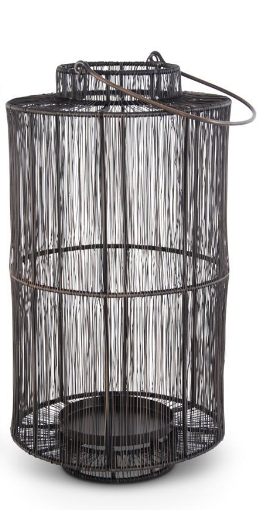 15.5 Inch Dark Metal Wire Lantern