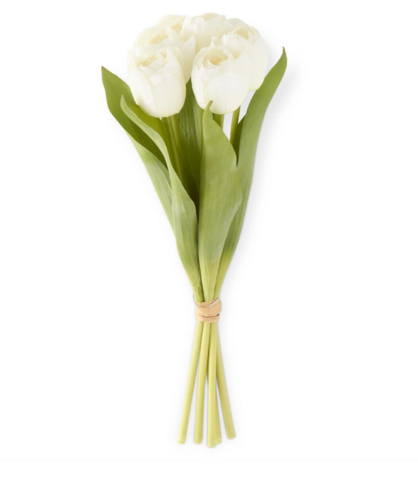 13 Inch White Real Touch Tulip Bundle