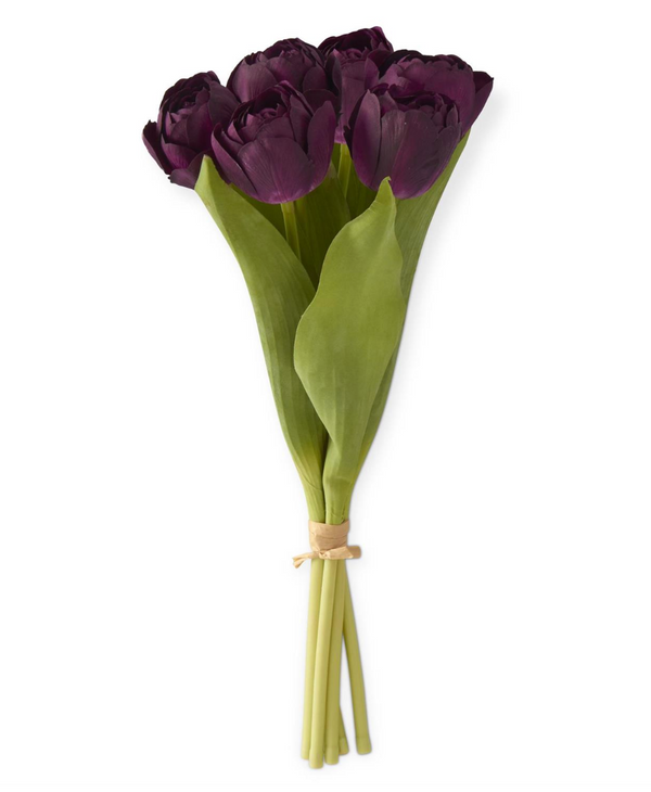 13 Inch Dark Purple Real Touch Tulip