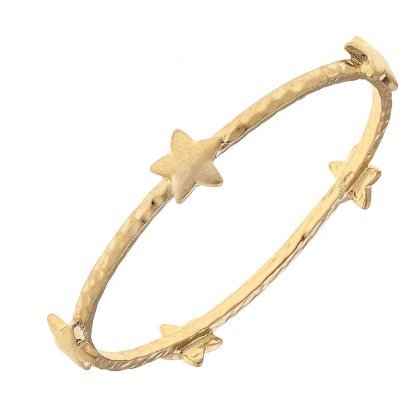 Star Bangle in Worn Gold