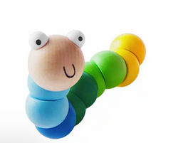 Blue Wooden Wiggly Worm