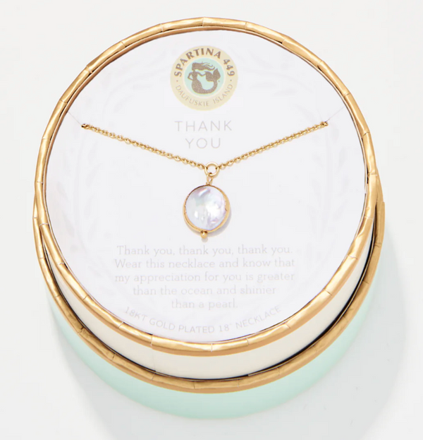SLV Necklace 18" Thank You/Coin Pearl