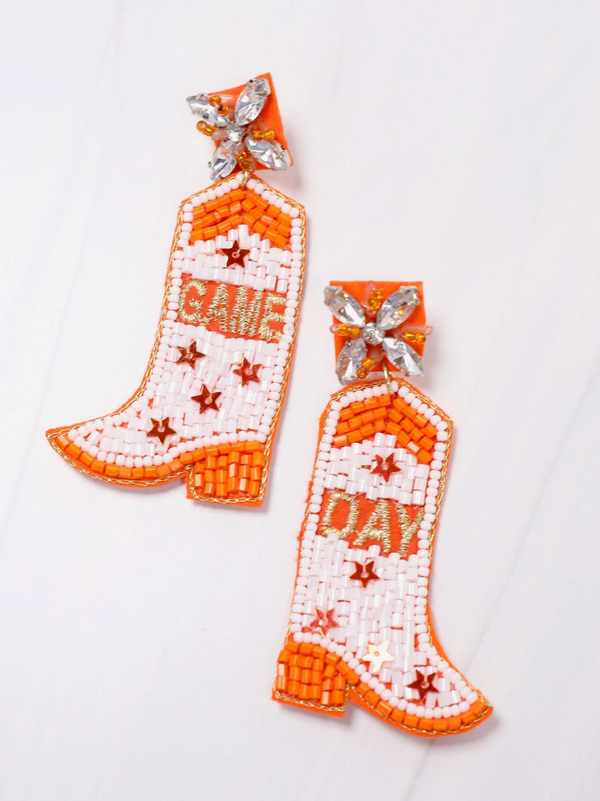Game Day Boots Earring Orange