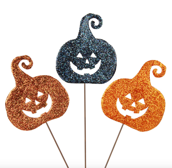 All Glitter Jack O Lanterns Set of 3