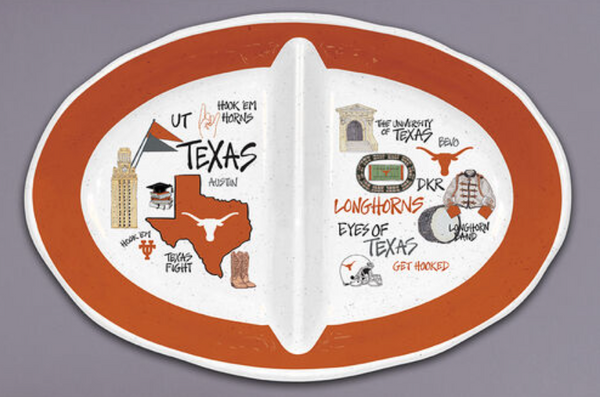 Texas Longhorns Melamine 2 Section Platter