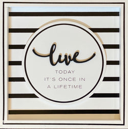 9.5 Inch White & Black Square Striped Wooden Inspirational Sign Today