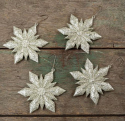 Set of 4 Poinsettia Star Ornament
