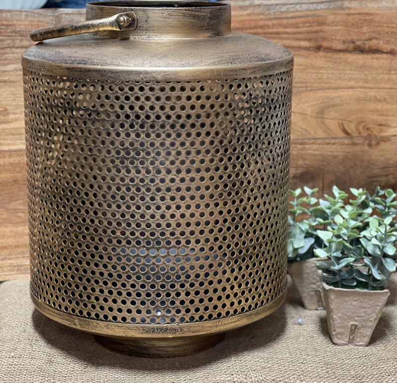Gold Metal Mesh Lantern Large