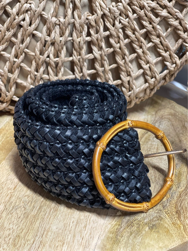 Black Woven Belt with Detail