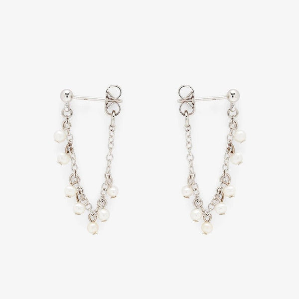 Pearl Chain Wrap Earring Silver
