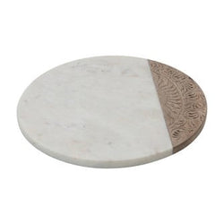 Hand Carved Mango Wood Marble Board Circle