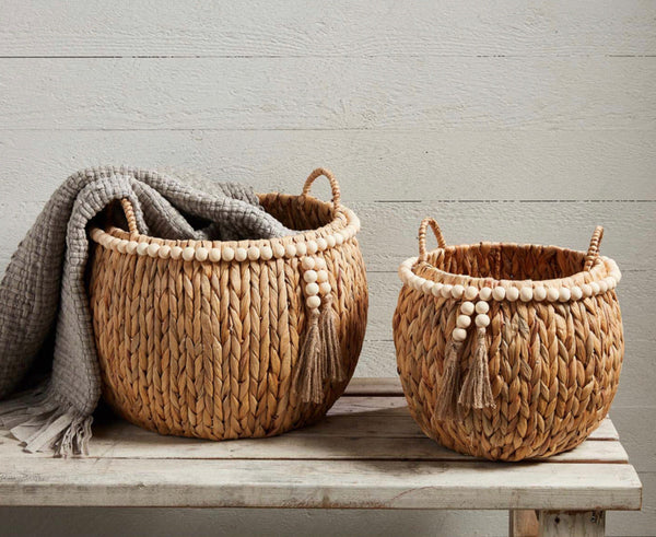 Water Hyacinth Bead Basket Set