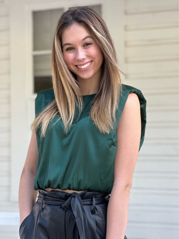 Hunter Green Padded Crop Top