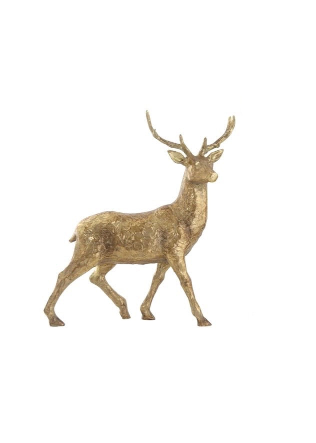 Resin Standing Deer Gold Finish Right