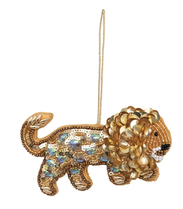 Handmade Fabric & Glass Lion Ornament