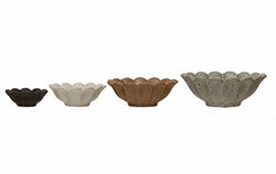 Stoneware Flower Bowls Set of 4