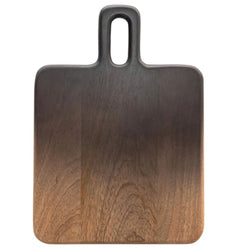 Short Mango Wood Cheese/Cutting Board with Handle, Black & Natural Ombre