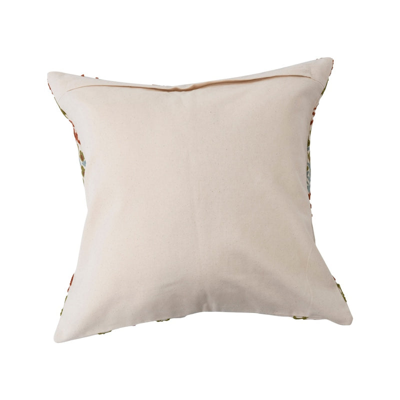 Square Cotton Embroidered Lumbar Pillow with Pattern Multi Color