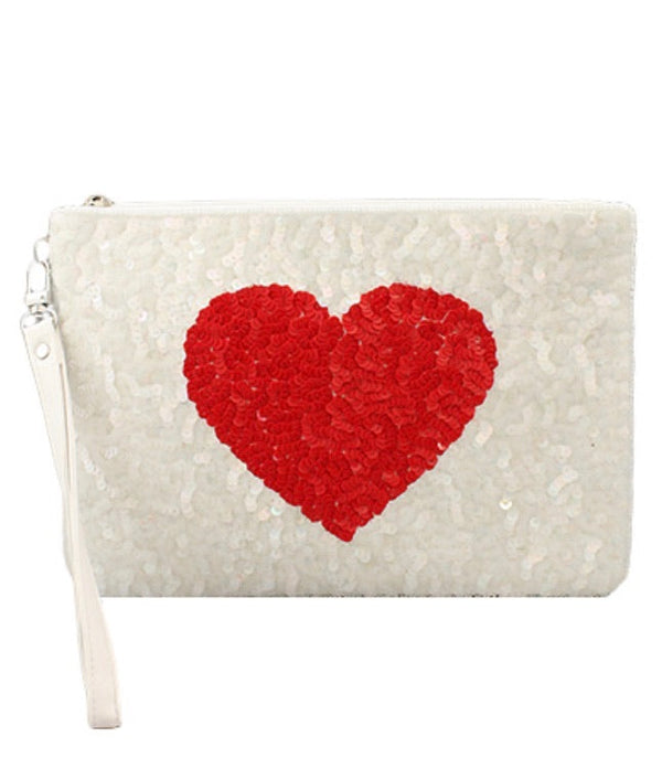 Red & White Sequin Clutch