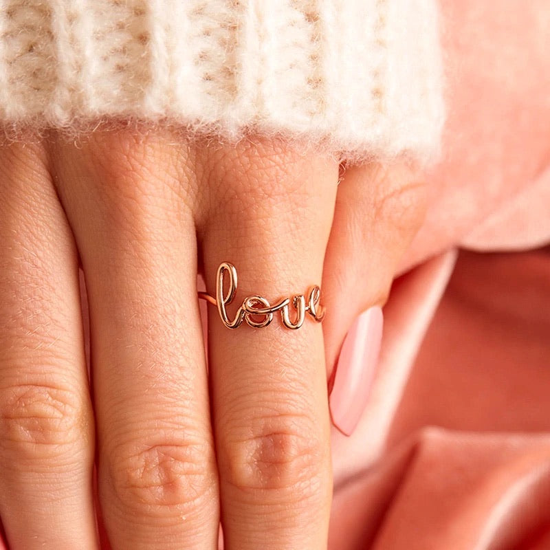 Love Wire Wrap Ring Rose Gold