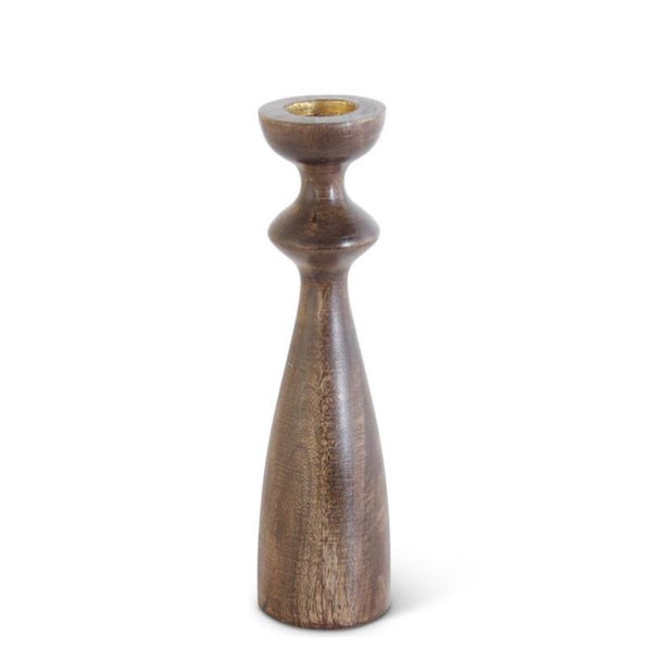 11.5 Inch Brown Wood Hourglass Shaped Candleholder