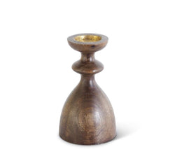 8 Inch Brown Wood Hourglass Shaped Candleholder