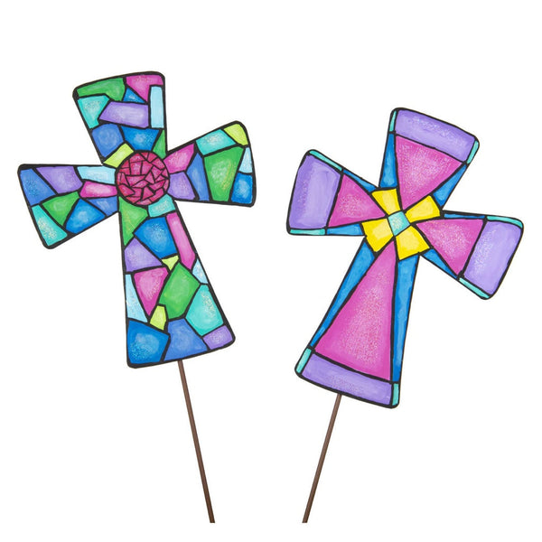 Stained Glass Cross Pair Set of 2