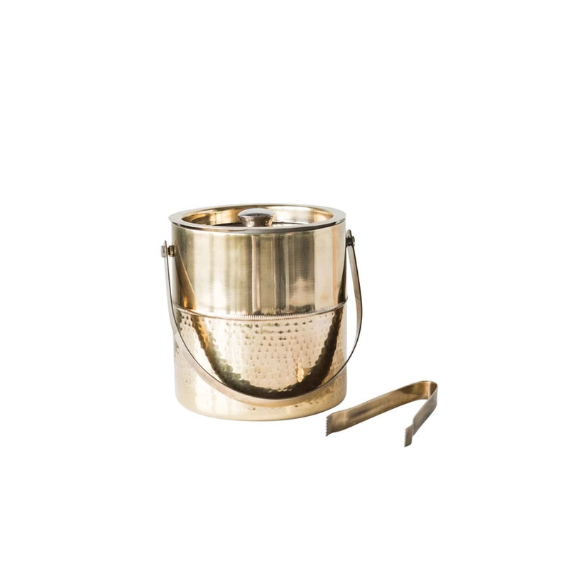 Round Stainless Ice Bucket with Tongs