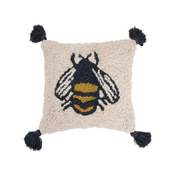 Square Cotton Tufted Bee Hook Pillow