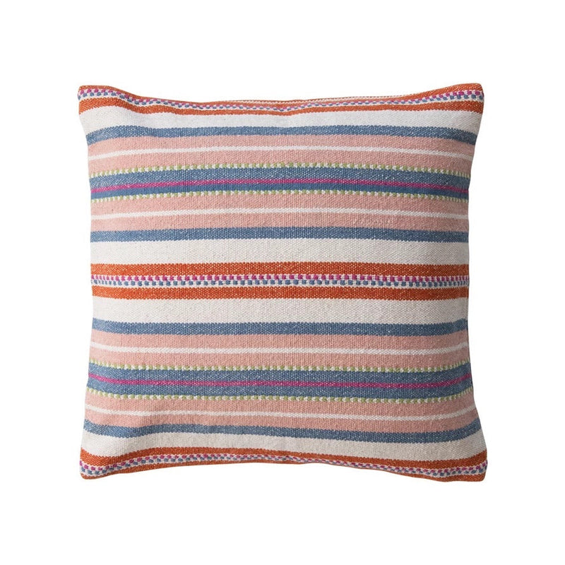 Square Woven Cotton Pillow with Stripes