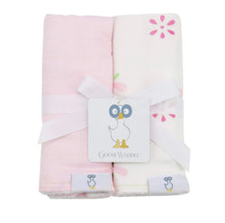 2 Pack Pink Flowers Terry Cloth Bib Set