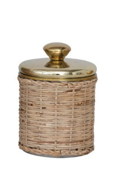 Rattan Wrapped Stainless Steel Jar Bronze Small