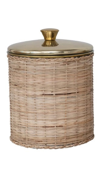 Rattan Wrapped Stainless Steel Jar Bronze Extra Large