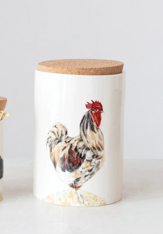 Stoneware Rooster Canister