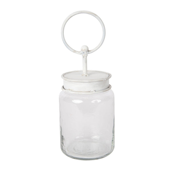 Small Cylinder Jar Finial Holder, White