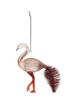 Hand Painted Mercury Glass Flamingo Ornament