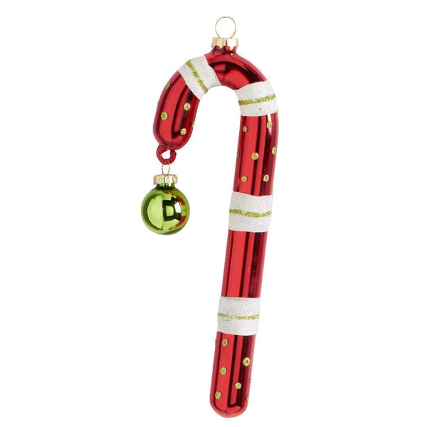 Candy Cane with Green Ball Ornament