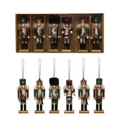 SET of 6 Wood Nutcracker Ornaments