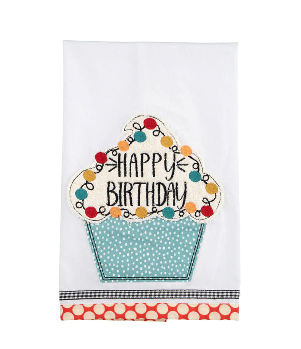 Colorful Cupcake Tea Towel Happy Birthday