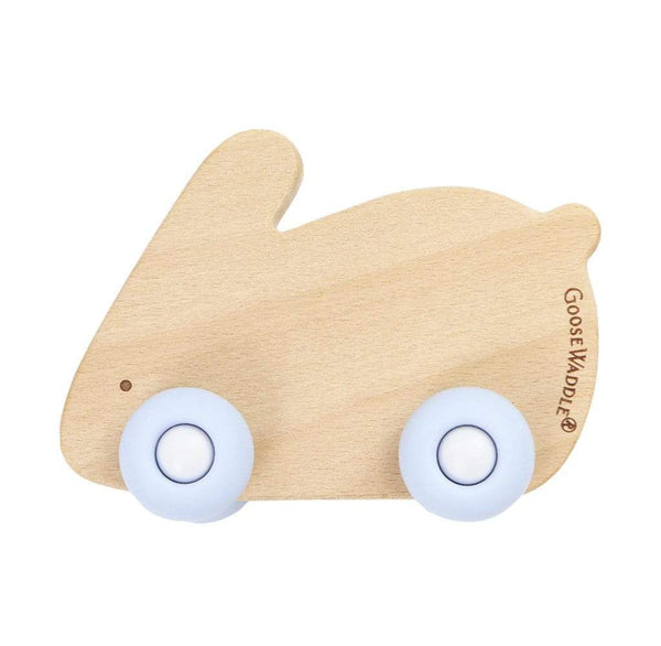 Silicone + Wood Teether Rabbit Blue