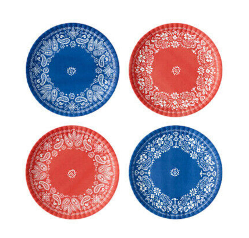 American Holiday "Paper" Plate Red & Blue Bandana