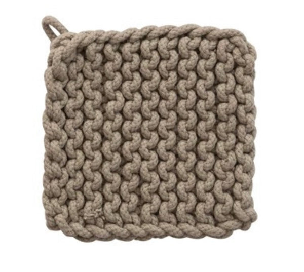 Square Cotton Crochet Pot Holder Earth Brown