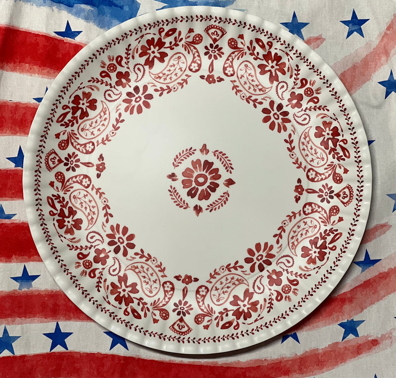 American Holiday Large "Paper" Platter Red